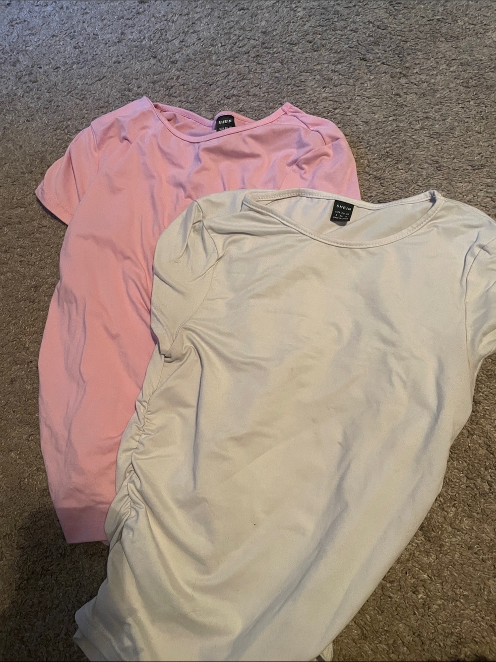SHEIN Pink and Cream Short Sleeve Kids Tees